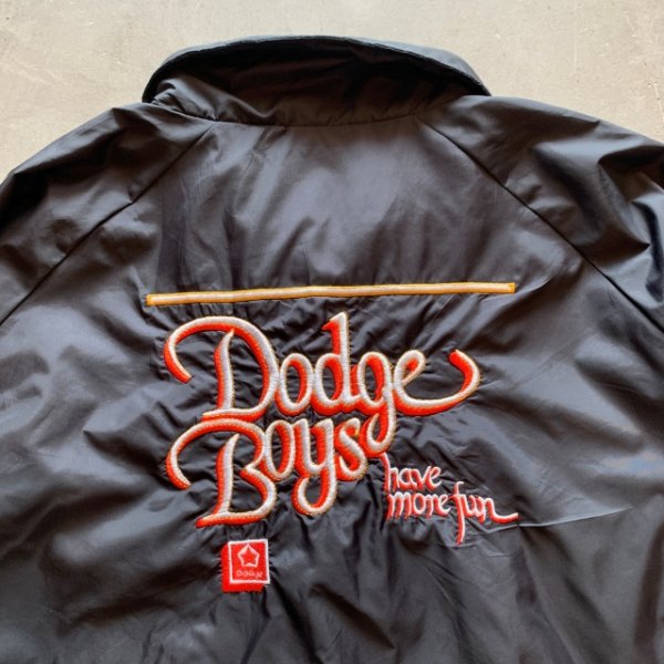 画像2: 【XL】Dodge Boys 刺繍入り ナイロン コーチジャケット ブラック 黒■ビンテージ オールド アメリカ古着 裏地付き 90s ダッジ アメ車 (2)