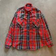 画像1: 【XL】ボロ 70s-80s UNKNOWN ヘビーネルシャツ 赤チェック■ビンテージ オールド レトロ アメリカ古着 ビッグサイズ USA製 (1)
