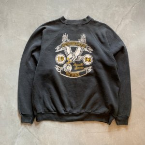 画像: 【L/XL】90s メキシコ製 Hanes モーターサイクル プリントスウェット ブラック 黒■ビンテージ アメリカ古着 トレーナー バイク MC