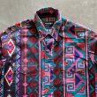 画像2: 【S/M】Wrangler ネイティブ柄 プリント 長袖シャツ 総柄■ビンテージ オールド レトロ アメリカ古着 ラングラー 80s-90s (2)