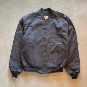 画像: 【M/L】CINTAS ジップアップ ワークジャケット グレー 無地■ビンテージ オールド アメリカ古着 MA-1タイプ 裏地キルティング