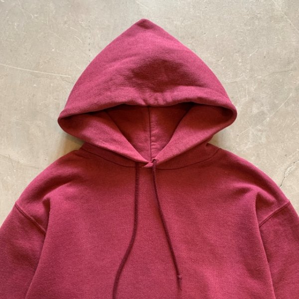 画像2: 【S/M】90s USA製 RUSSELL スウェットパーカー えんじ 無地■ビンテージ オールド レトロ アメリカ古着 ラッセル トレーナー (2)