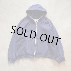 画像: 【L/XL】ボロ BIG YANK 裏サーマル スウェットジップパーカー ナス紺 無地■ビンテージ オールド アメリカ古着 ビッグヤンク 90s