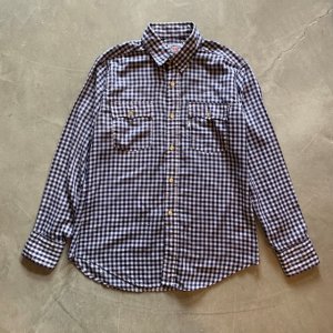 画像: 【L】80s USA製 Levi's 長袖シャツ ギンガムチェック 白×紺■ビンテージ オールド レトロ アメリカ古着 リーバイス 綿ポリ