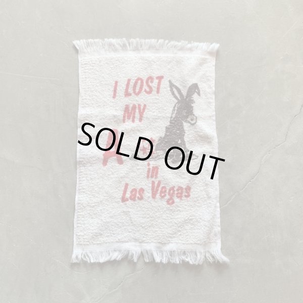 画像1: 【45cm×29cm】I LOST MY A☆ in Las Vegas ハンドタオル 白■ビンテージ アンティーク レトロ インテリア ロバ ラスベガス タペストリー (1)