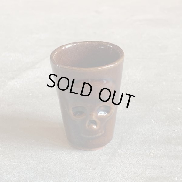 画像1: 【5.0cm】50s スカル ショットグラス セラミック■ビンテージ アンティーク アメリカ雑貨 インテリア デカンタ ドクロ JAPAN お猪口 (1)