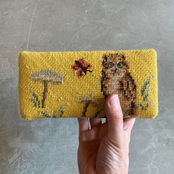 画像7: 【9.8cm×20.0cm×7.2cm】70s フクロウ×キノコ クロスステッチ ピンクッション 重し■ビンテージ アンティーク インテリア アメリカ雑貨 (7)