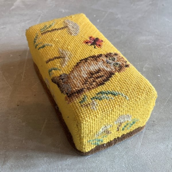 画像3: 【9.8cm×20.0cm×7.2cm】70s フクロウ×キノコ クロスステッチ ピンクッション 重し■ビンテージ アンティーク インテリア アメリカ雑貨 (3)
