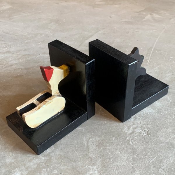 画像3: 【12.0cm】昭和レトロ TAMAYA 木製 本立て ブックエンド セット■ビンテージ アンティーク インテリア 雑貨 アホル (3)