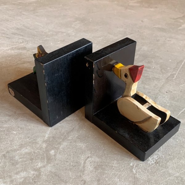 画像2: 【12.0cm】昭和レトロ TAMAYA 木製 本立て ブックエンド セット■ビンテージ アンティーク インテリア 雑貨 アホル (2)