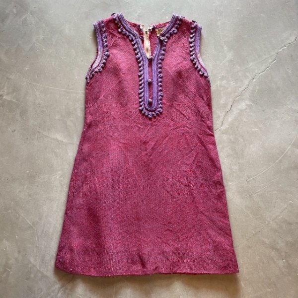 画像1: 【Ladies】KOUROS ウール ノースリーブ ニットワンピース パープル 紫■ビンテージ オールド レトロ アメリカ古着 レディース 70s (1)