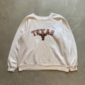 画像: 【L/XL】80s USA製 MJ SOFFE テキサス プリントスウェット 白■ビンテージ オールド アメリカ古着 ラグラン トレーナー 動物