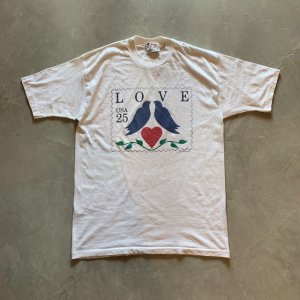 画像: 【L/XL】80s USA製 USPS 切手 プリントTシャツ 白■ビンテージ オールド アメリカ古着 郵便局 ハート×鳩 シングルステッチ