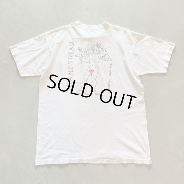 画像1: 【XL】80s-90s USA製 マイアミトライアド フラタニティ プリントTシャツ 白■ビンテージ オールド アメリカ古着 天使 シングルステッチ (1)