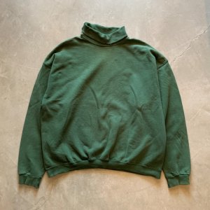 画像: 【XL】ボロ 90s USA製 TULTEX タートルネック スウェット グリーン 緑無地■ビンテージ オールド アメリカ古着 トレーナー ハイコットン