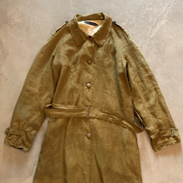 画像2: 【Ladies L】RALPH LAUREN フレンチミリタリータイプ リネンコート■ビンテージ オールド レトロ アメリカ古着 ラルフローレン (2)