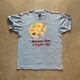 画像: 【L】90s USA製 Volunteers Paint リメイク アート プリントTシャツ 水色■ビンテージ オールド アメリカ古着 シングルステッチ