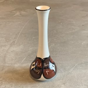 画像: 【15.5cm】ハワイ製 ハンドペイント フラワーベース 白 花柄■ビンテージ アンティーク インテリア アメリカ雑貨 花瓶 セラミック 一輪挿し
