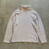 画像: 【Ladies or S】90s Woolrich タートルネック 長袖Tシャツ 白 総柄■ビンテージ アメリカ古着 レディース ロンT コットン ウールリッチ