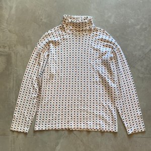 画像: 【Ladies or S】90s Woolrich タートルネック 長袖Tシャツ 白 総柄■ビンテージ アメリカ古着 レディース ロンT コットン ウールリッチ