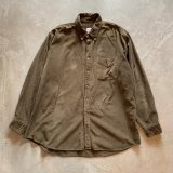 画像: 【XL】ブルックスブラザーズ ボタンダウン 長袖コーデュロイシャツ 茶系 グレー 無地■ビンテージ オールド アメリカ古着
