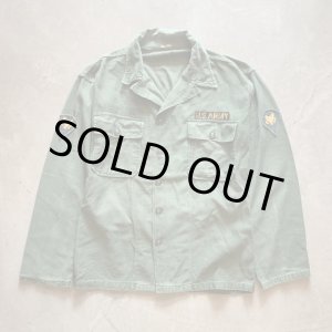 画像: 【S】60s 米軍実物 コットンサテン 筒袖 ユーティリティシャツジャケット オリーブ■ビンテージ アメリカ古着 OG-107 ミリタリー No.7