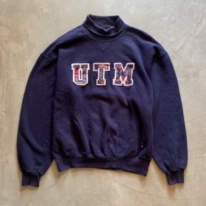 画像: 【L/XL】90s USA製 RUSSELL ハイコットン タートルネック スウェット ネイビー 紺■ビンテージ オールド アメリカ古着 トレーナー ラッセル