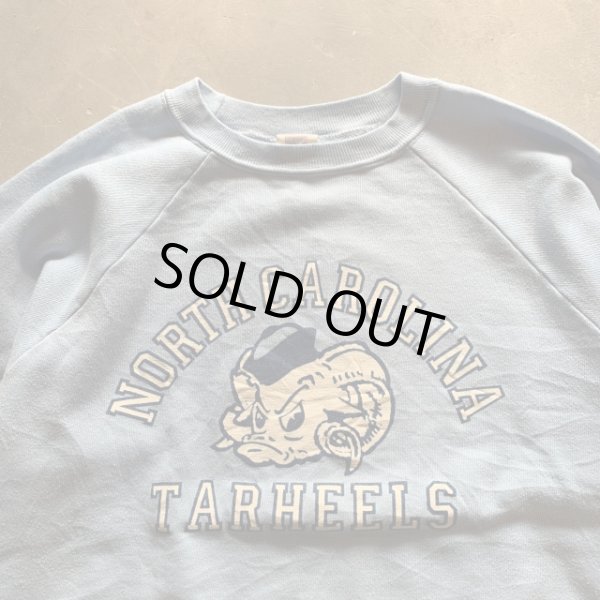 画像2: 【L/XL】80s USA製 LOGO7 カレッジプリント ラグランスウェット ライトブルー 水色■ビンテージ オールド アメリカ古着 トレーナー (2)
