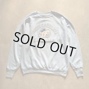 画像: 【L/XL】80s USA製 LOGO7 カレッジプリント ラグランスウェット ライトブルー 水色■ビンテージ オールド アメリカ古着 トレーナー