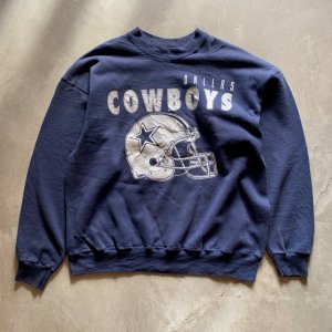 画像: 【XL】90s USA製 Hanes NFL ダラスカウボーイズ プリントスウェット ネイビー 紺■ビンテージ オールド アメリカ古着 トレーナー