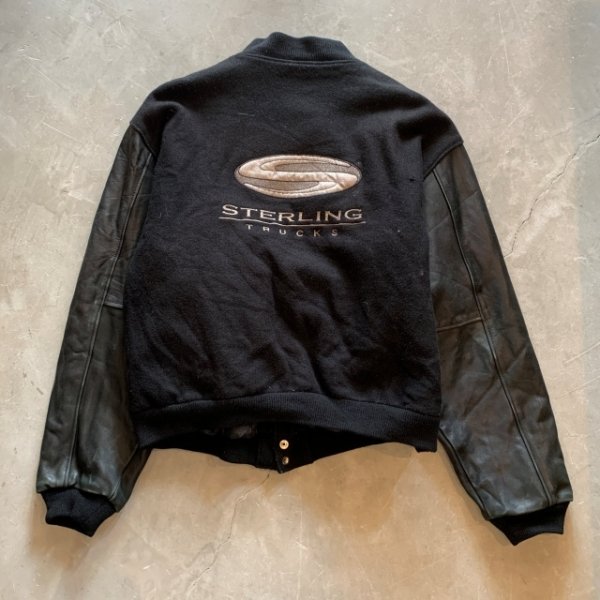 画像2: 【2XL】USA製 Golden Bear 袖革×ウールスタジャン ジャケット ブラック 黒■ビンテージ オールド アメリカ古着 企業 ゴールデンベア (2)
