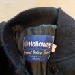 画像3: 【L/XL】90s USA製 HOLLOWAY 袖革×ウールスタジャン ジャケット ブラック 黒無地■ビンテージ オールド レトロ アメリカ古着 ホロウェイ (3)