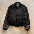 画像1: 【2XL】USA製 Golden Bear 袖革×ウールスタジャン ジャケット ブラック 黒■ビンテージ オールド アメリカ古着 企業 ゴールデンベア (1)