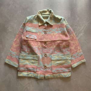 画像: 【S/M】UNKNOWN ウールジャケット 総柄 ネイティブ柄■ビンテージ オールド レトロ アメリカ古着 ブランケット カバーオール