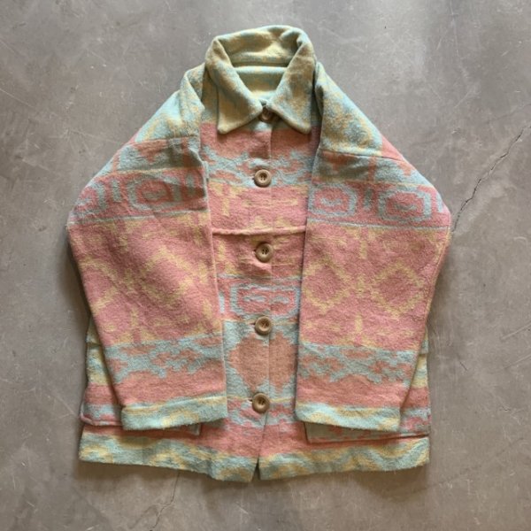 画像5: 【S/M】UNKNOWN ウールジャケット 総柄 ネイティブ柄■ビンテージ オールド レトロ アメリカ古着 ブランケット カバーオール (5)