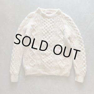 画像: 【S or Ladies】アイルランド製 ケーブル編み ハンドニット ウールセーター 生成り色■ビンテージ アメリカ古着 フィッシャーマン