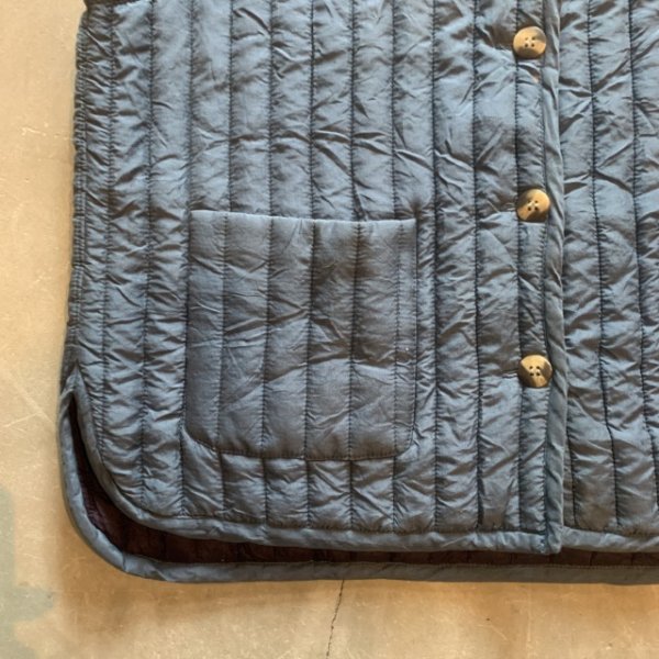 画像5: 【Ladies or S】90s SOSTANZA 中綿入り シルク キルティングベスト 青系■ビンテージ オールド レトロ アメリカ古着 レディース (5)