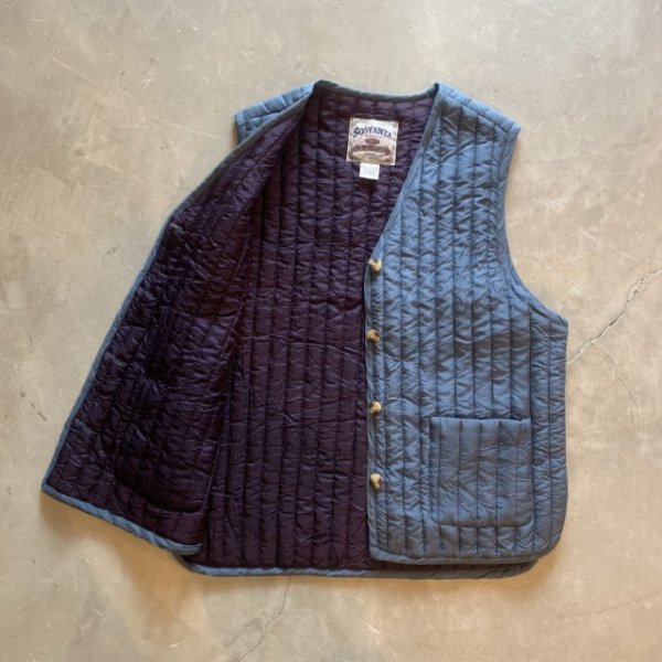 画像6: 【Ladies or S】90s SOSTANZA 中綿入り シルク キルティングベスト 青系■ビンテージ オールド レトロ アメリカ古着 レディース (6)