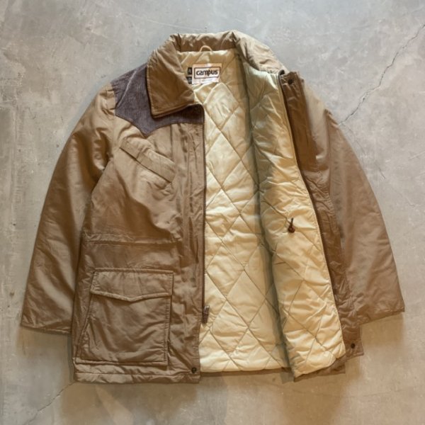 画像4: 【L/XL】80s USA製 campus コーデュロイ切替 中綿ジャケット ベージュ■ビンテージ オールド アメリカ古着 キャンパス アウトドア (4)