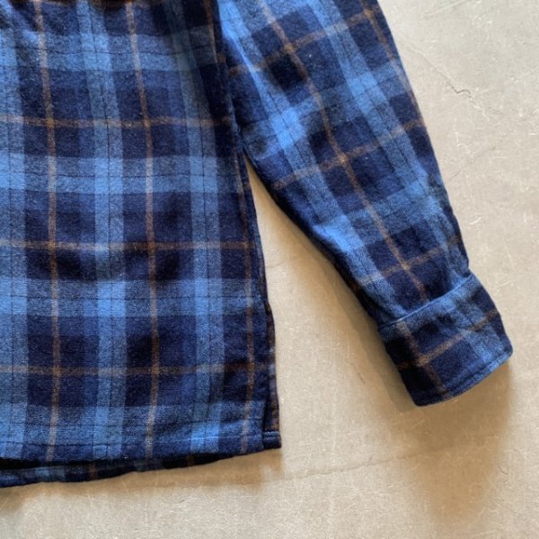 画像5: 【S or Ladies】80s 1440 プルオーバー 長袖ウールシャツ 青チェック■ビンテージ オールド レトロ アメリカ古着 レディース (5)