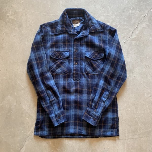 画像6: 【S or Ladies】80s 1440 プルオーバー 長袖ウールシャツ 青チェック■ビンテージ オールド レトロ アメリカ古着 レディース (6)
