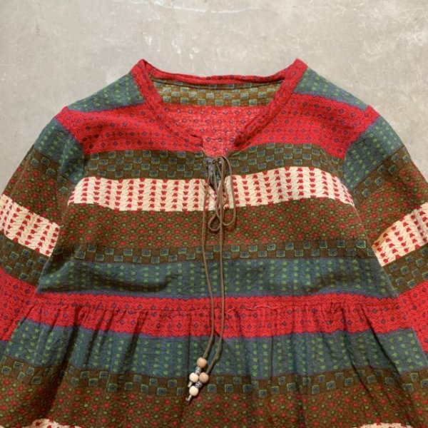 画像2: 【Ladies】UNKNOWN エスニック コットン ブラウス 総柄■ビンテージ オールド レトロ アメリカ古着 レディース ボヘミアン 民族 (2)