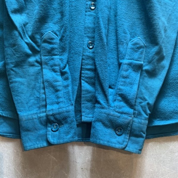 画像6: 【L】USA製 LL Bean 長袖シャモアクロスシャツ 青緑 無地■ビンテージ オールド アメリカ古着 ネルシャツ エルエルビーン 80s (6)
