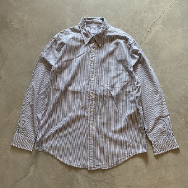 画像1: 【L】ブルックスブラザーズ REGENT 長袖ボタンダウンシャツ ストライプ■ビンテージ オールド アメリカ古着 ブルー (1)
