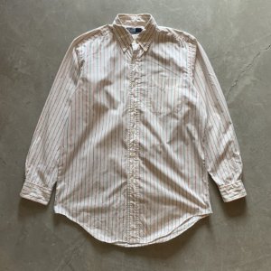 画像: 【M/L】Polo Ralph Lauren 長袖ボタンダウンシャツ 白ストライプ■古着 ポロ ラルフローレン オールコットン 90s