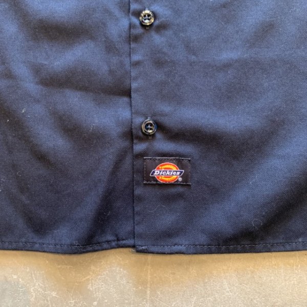 画像4: 【M/L】Dickies ボックス 長袖ワークシャツ ネイビー 紺無地■アメリカ古着 ディッキーズ コットン×ポリエステル No.2 (4)