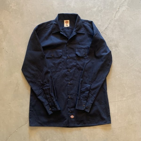 画像5: 【M/L】Dickies ボックス 長袖ワークシャツ ネイビー 紺無地■アメリカ古着 ディッキーズ コットン×ポリエステル No.1 (5)