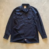 画像: 【M/L】Dickies ボックス 長袖ワークシャツ ネイビー 紺無地■アメリカ古着 ディッキーズ コットン×ポリエステル No.1