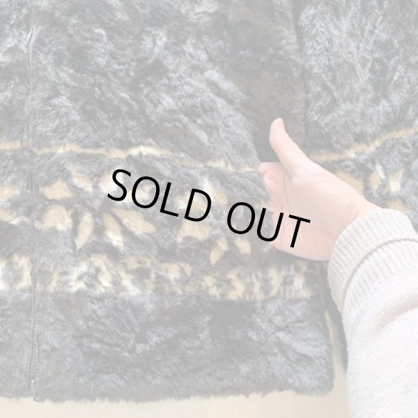 画像4: 【M】Anthony Richards アクリルボア エスキモージャケット パーカー 黒 総柄■ビンテージ オールド レトロ アメリカ古着 リバーシブル (4)