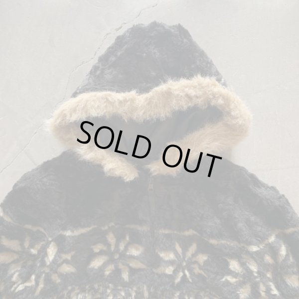 画像2: 【M】Anthony Richards アクリルボア エスキモージャケット パーカー 黒 総柄■ビンテージ オールド レトロ アメリカ古着 リバーシブル (2)